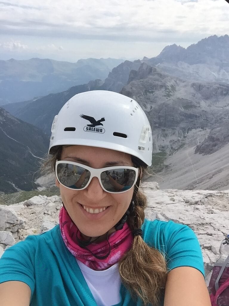 Climber in Dolomites Italy