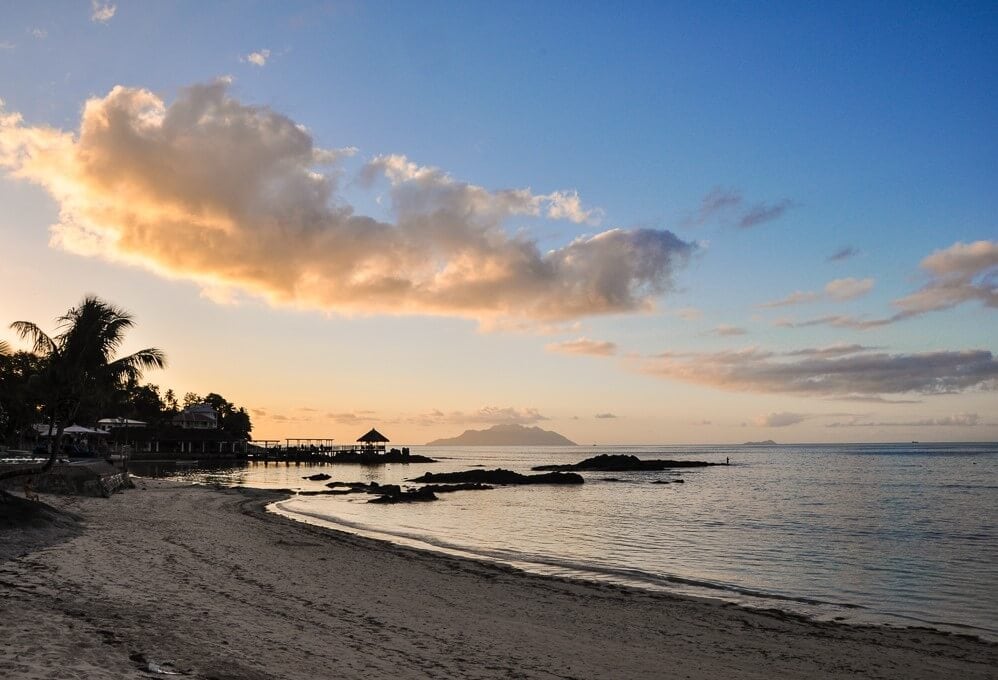 Sunset in Beau Vallon Beach in Mahe