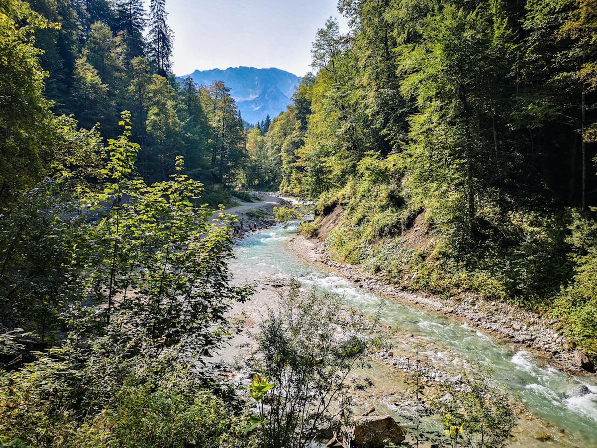 Partnachklamm in Summer, view over the valler