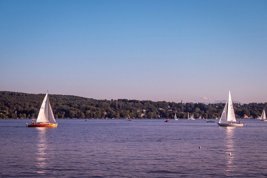 Sailing boats on lake Starnberg