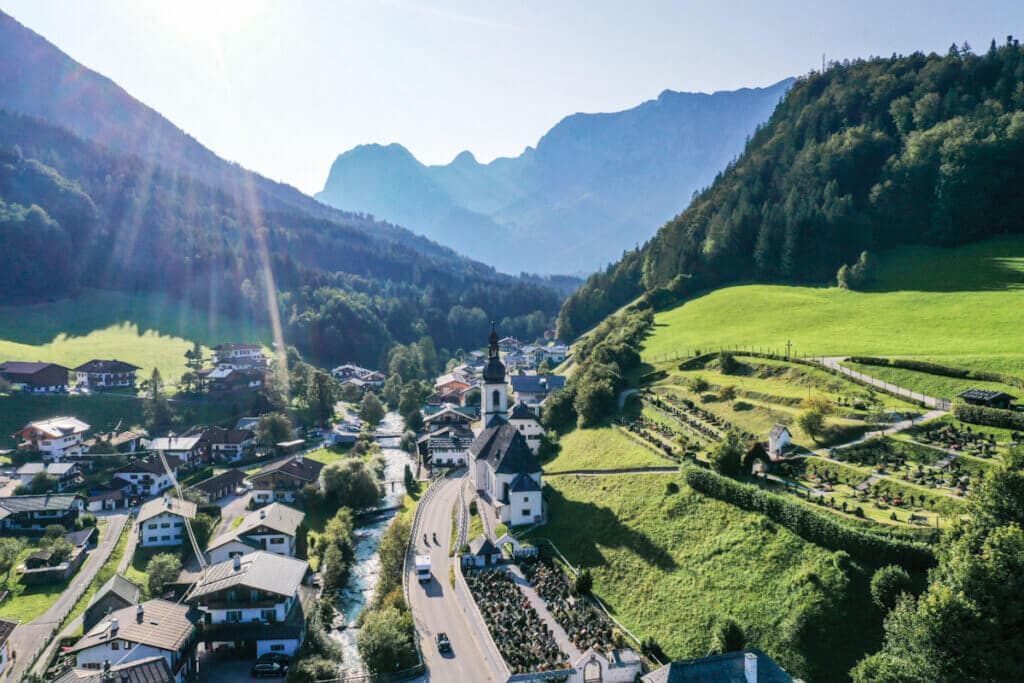Panoramic View over Ramsau Village and Church
