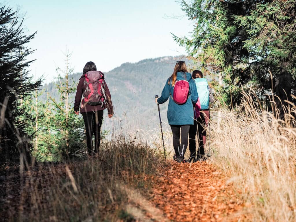 hiking with friends