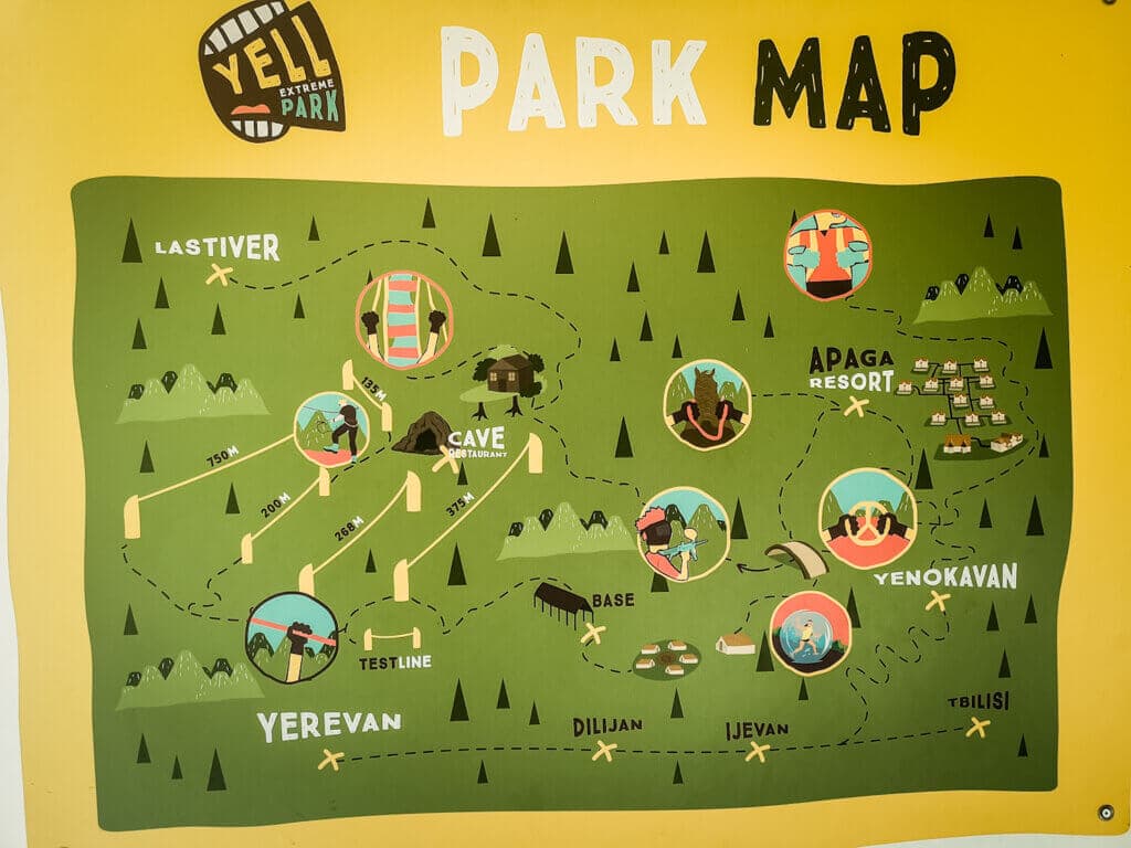 Map of Yell Extreme Park in Lastiver Armenia
