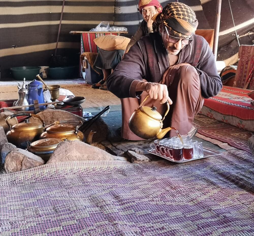 Having a tea in Bedouin Camp in Wadi Rum