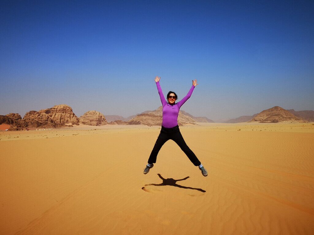 Jumping in Wadi Rum