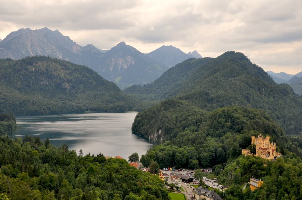 Panoramic View over Hoheschwangau and Alpsee near Neuschwanstein Castle