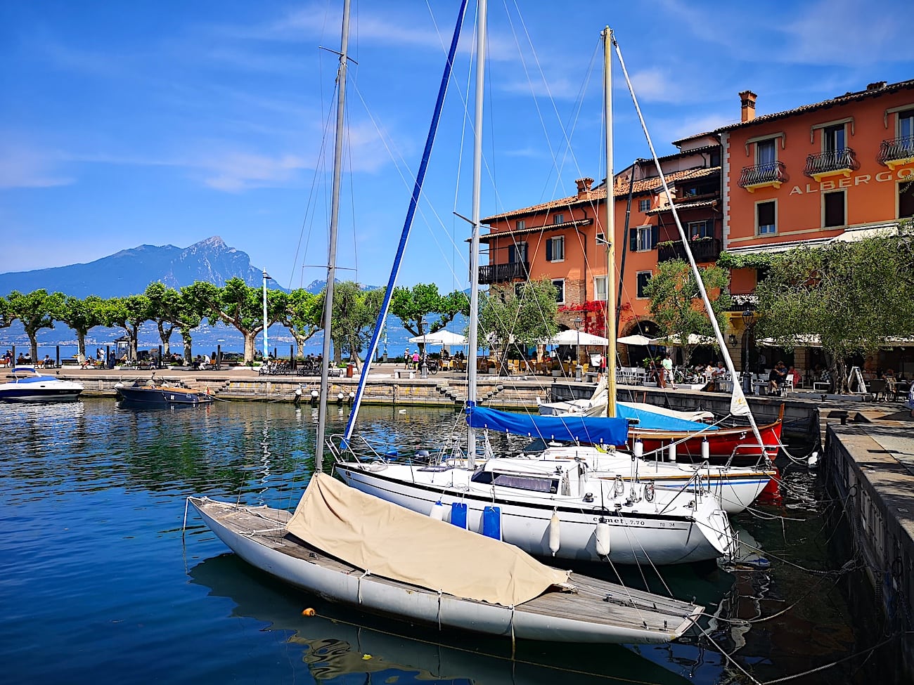 Beautiful lakefront harbor on Tori del Benaco on Lake Garda