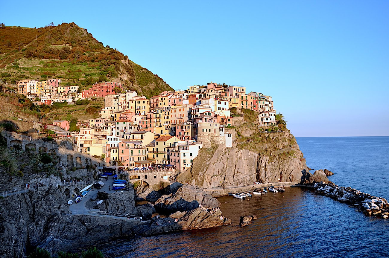 panormic view of Manarola in sunset