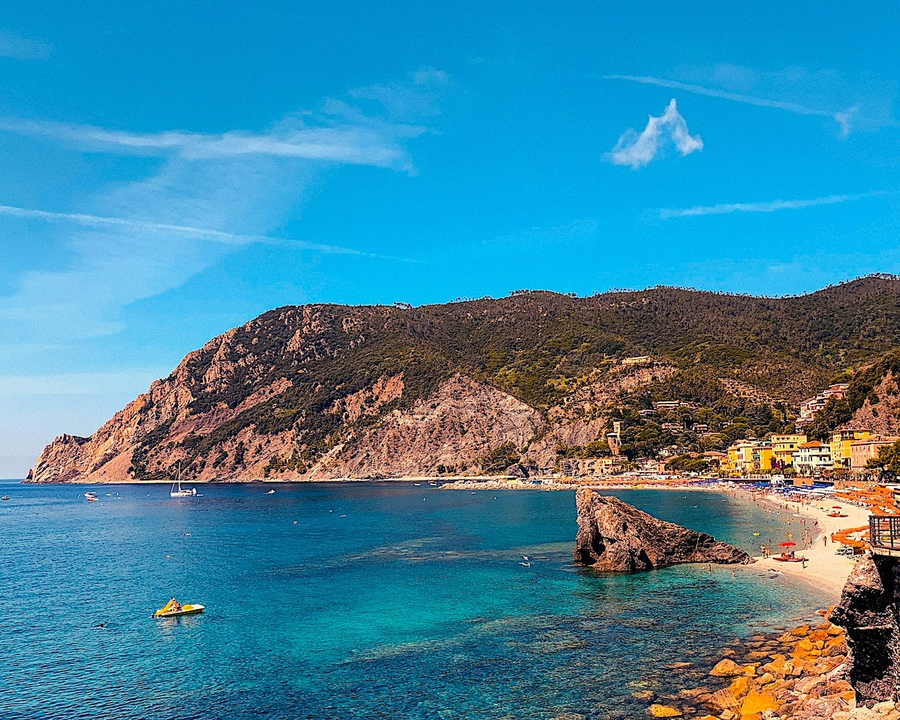 Sunny beach in Monterosso al Mare